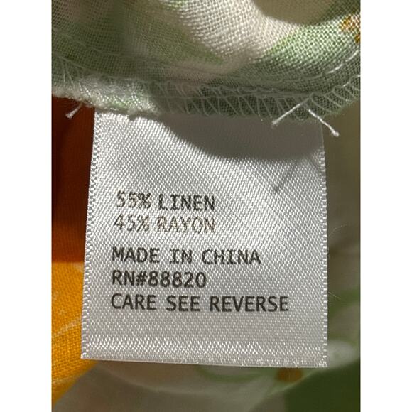 Linen Midi Skirt Rachel Zoe Women Size XL Multicolor Blend Belted Fruit Floral - Picture 4 of 9